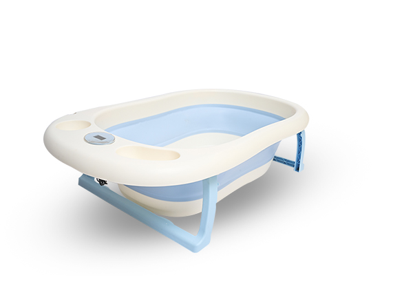 Folding Baby Bath Tub in Blue & White