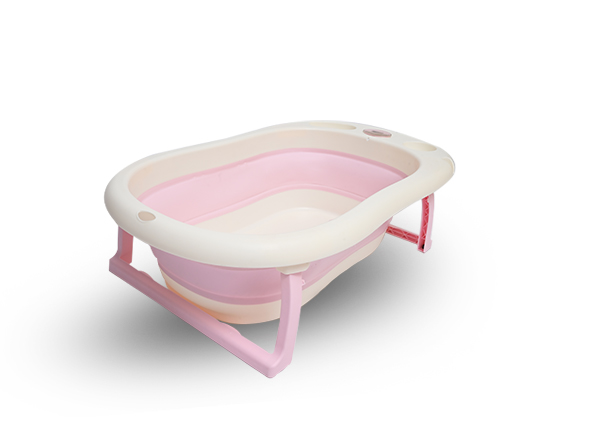 Folding Baby Bath Tub in Pink & White
